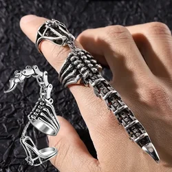 Movable Scorpion Ring Punk Jewelry Fingertip Toy Stress Relief Vintage Gothic Scroll Armor Knuckle Metal Rock Full Finger Rings