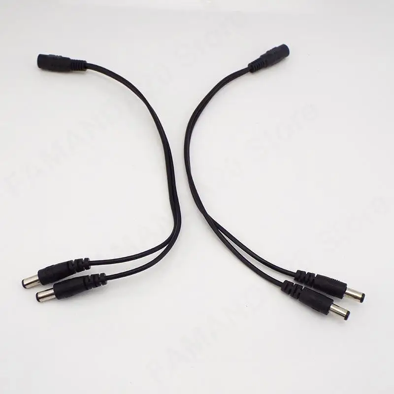 DC 1 Male to 2 Female 2 Male 2 Way Power Adapter Cable 5.5x2.1mm Splitter Connector Plug Extension for CCTV LED Strip Light M20