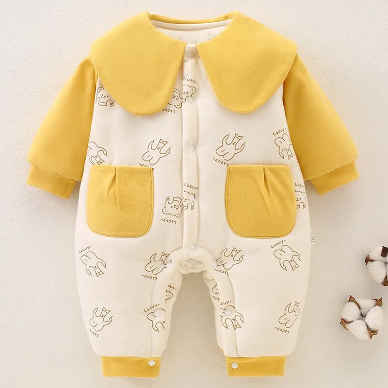 

Somenie Newborn Baby Onesie Pure Cotton Thickened Bodysuit Boys Girls Cute Printed Soft Comfortable Warm Bodysuit