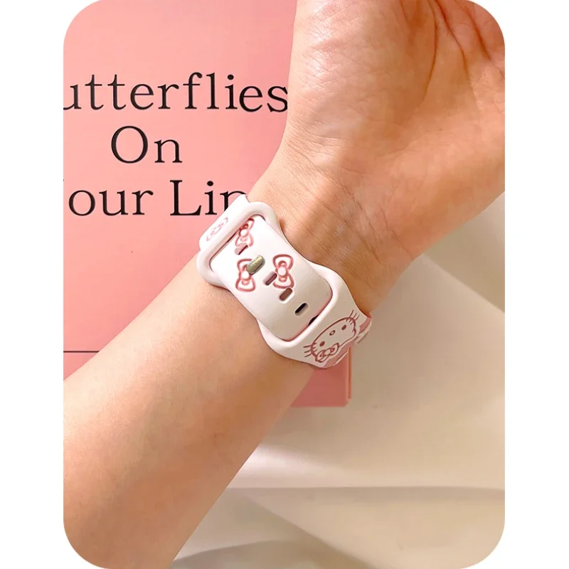 حزام طباعة محفور لساعة أبل باند 49 ملم 46 45 44 42 41 40 38 ملم سوار سيليكون كارتوني iWatch Series 10 9 8 7 se 6 5 4 #6