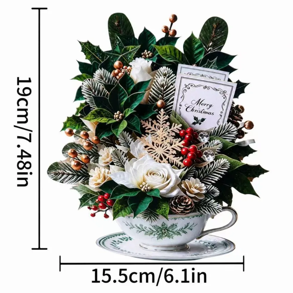 3D Pop Up Teacup Card with Envelope & Message Note Home Decor Christmas Greeting Cards Best Wishes Surprise