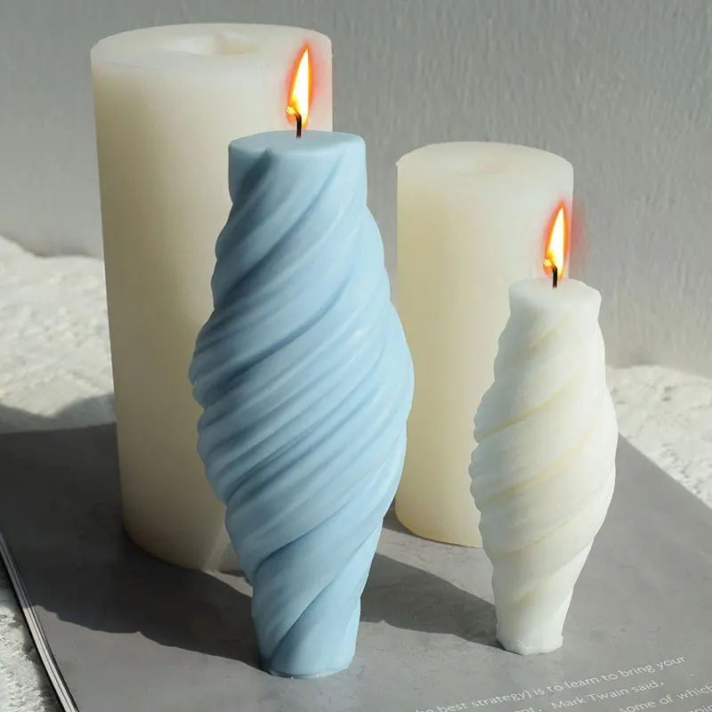 

Spiral Column Silicone Candle Mold Geometric Stripe Cylinder Soap Resin Plaster Making Set Chocolate Ice Mould Home Decor Gifts