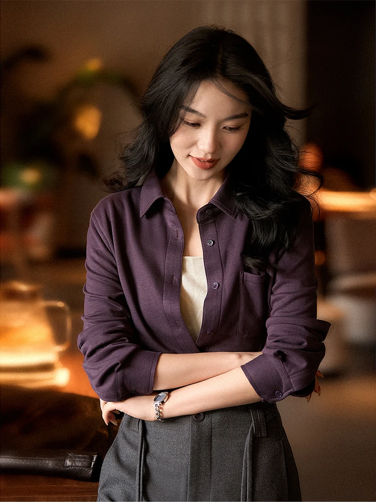 

XiaoHanGe Fast Faion Slow Life Modal Lyocell Long Sve irt Легкая антивозрастная блузка с воротником для женщин осенью и зимой