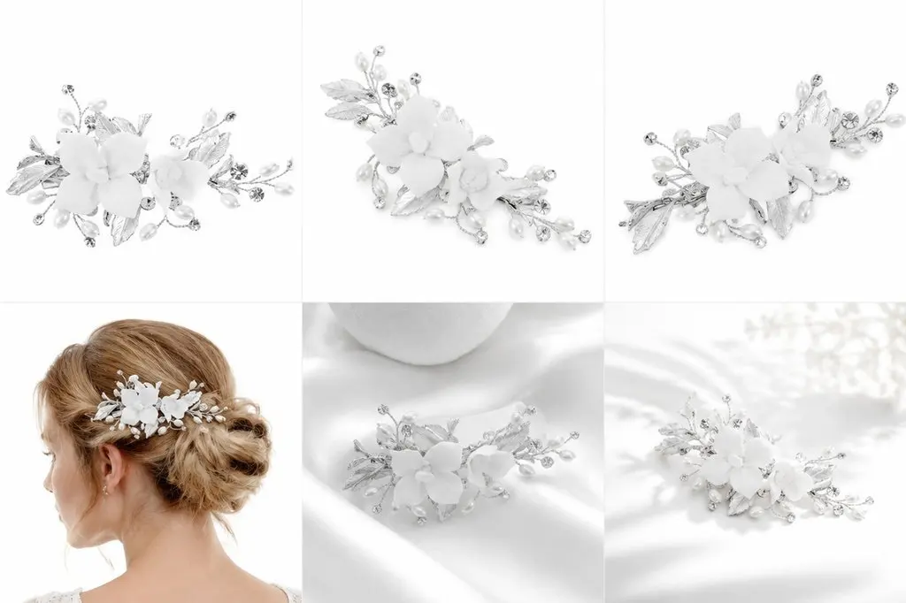 Ceramic Flower Hair Clip Stylish Floral Design Secure Bridal Headpiece Wedding Photoshoot Accessories Hair Flowers for Women