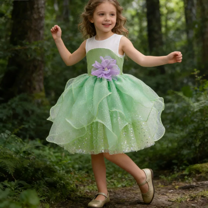 Partykleider für Mädchen, Purim-Verkleidung, Elfen-Prinzessinnenkleid, Feenkleid für Kinder, Blumenkleid, Mädchen-Geburtstagsparty, Karneval, Osterkleid