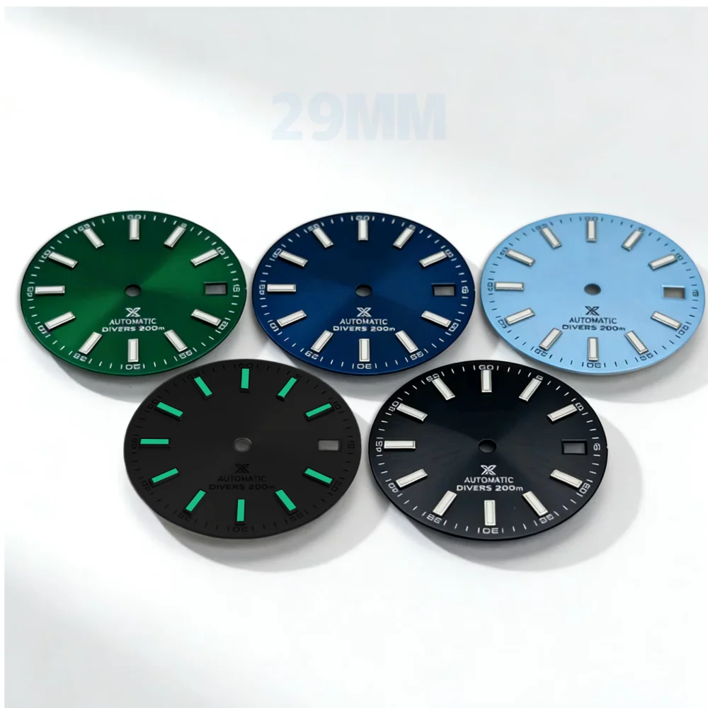 New NH35 dial 29mm S dial green luminous mechanical watch modification suitable for Seiko modification parts ...