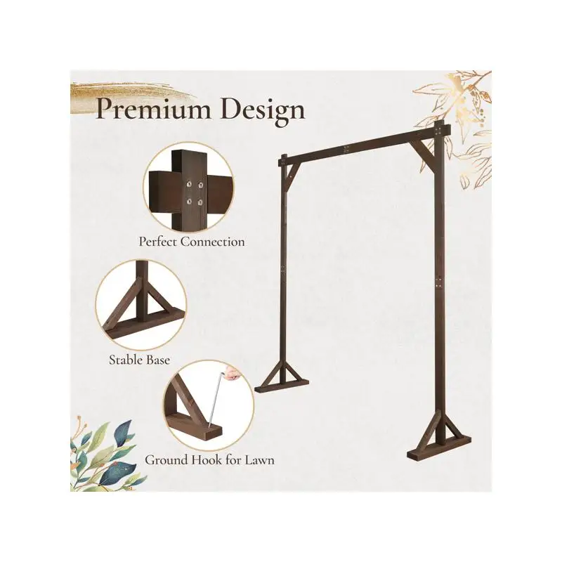 

Деревянная свадебная арка длиной 7,2 фута, фон с квадратной деревянной беседкой для внутренней церемонии на открытом воздухе, вечеринки, предложения, сада, пляжа, деревенского бохо