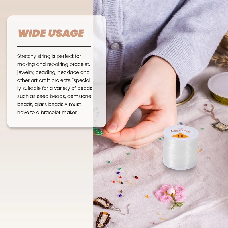 

Прозрачная эластичная нить для бисера, кристаллов и изготовления украшений: браслетов, ожерелий, нитей для бисероплетения