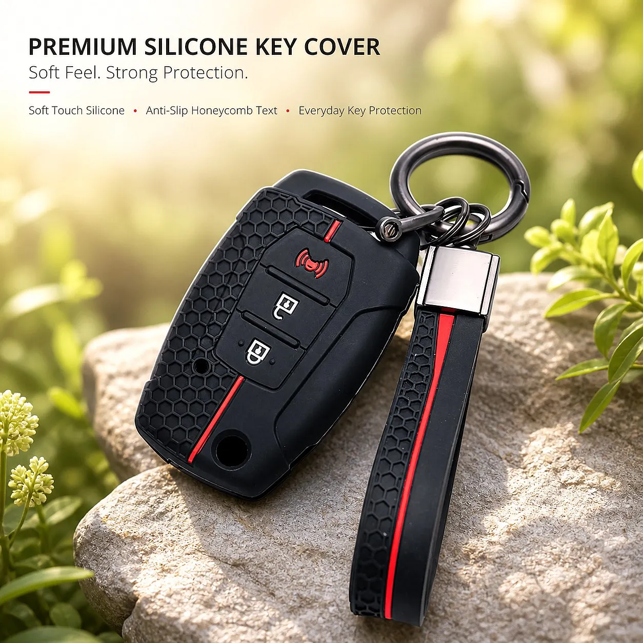 Key Fob Cover for SsangYong Kyron 2 Sanka Actyon Korando Tivoli Rexton Musso with Keychain Anti-Scratch Shockproof Soft Grip