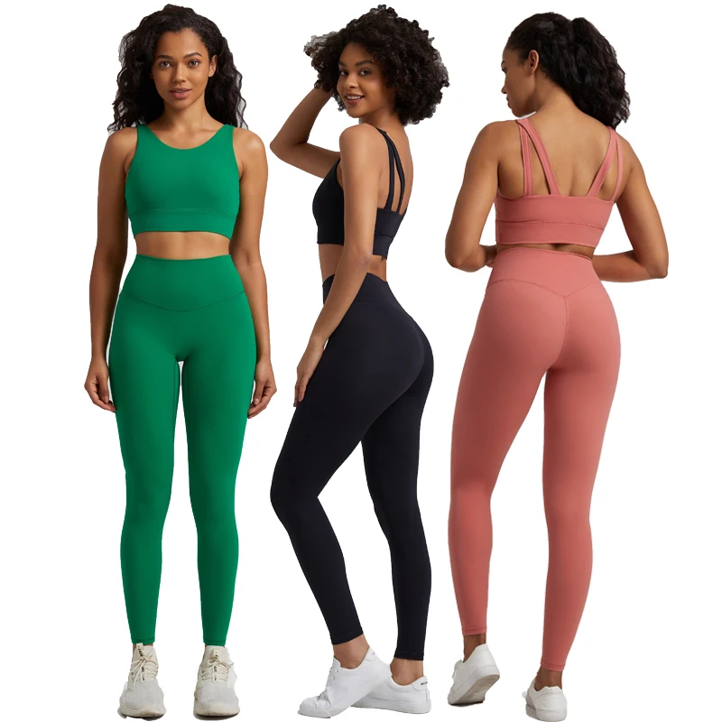 Buttery Soft Yoga Set Workout Clothes Fitness Suits Sports Bra High Waist Leggings 2 Piece Sets Women High Stretch Gym Outfit