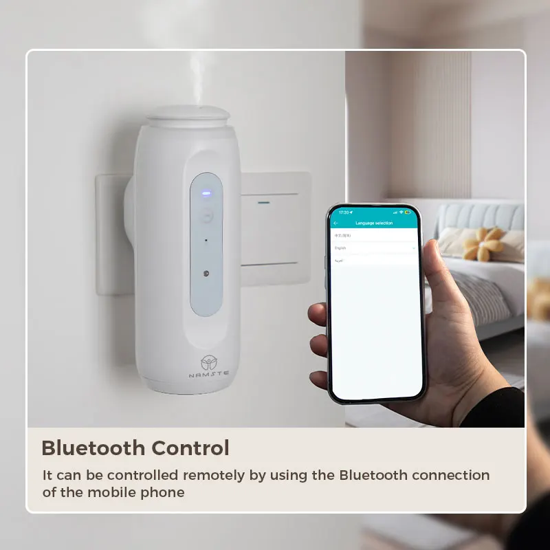 Máquina difusora de aroma sin agua NAMSTE, difusor de aceites aromáticos tipo enchufe, Control Bluetooth, dispositivo de fragancia inteligente para el hogar y el Hotel