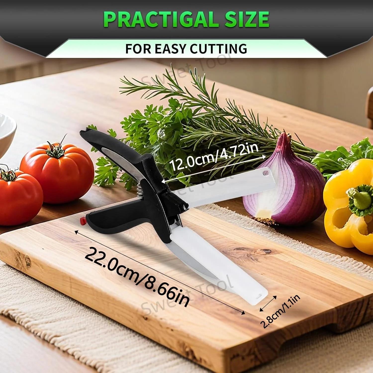 Kitchen Scissors Food Chopping Shears 2 in 1 with Built-in Chopping Board for Vegetables Fruits Meat Poultry Dishwasher Safe