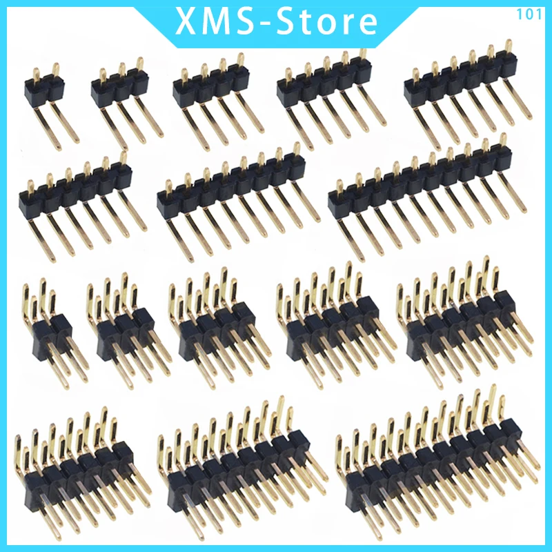 20PCS 2.54mm Single Row single pin curved Pin Header Connector Double row pin header 2P/3P/4P/5P/6P/8P/10P Strip Curved Needle