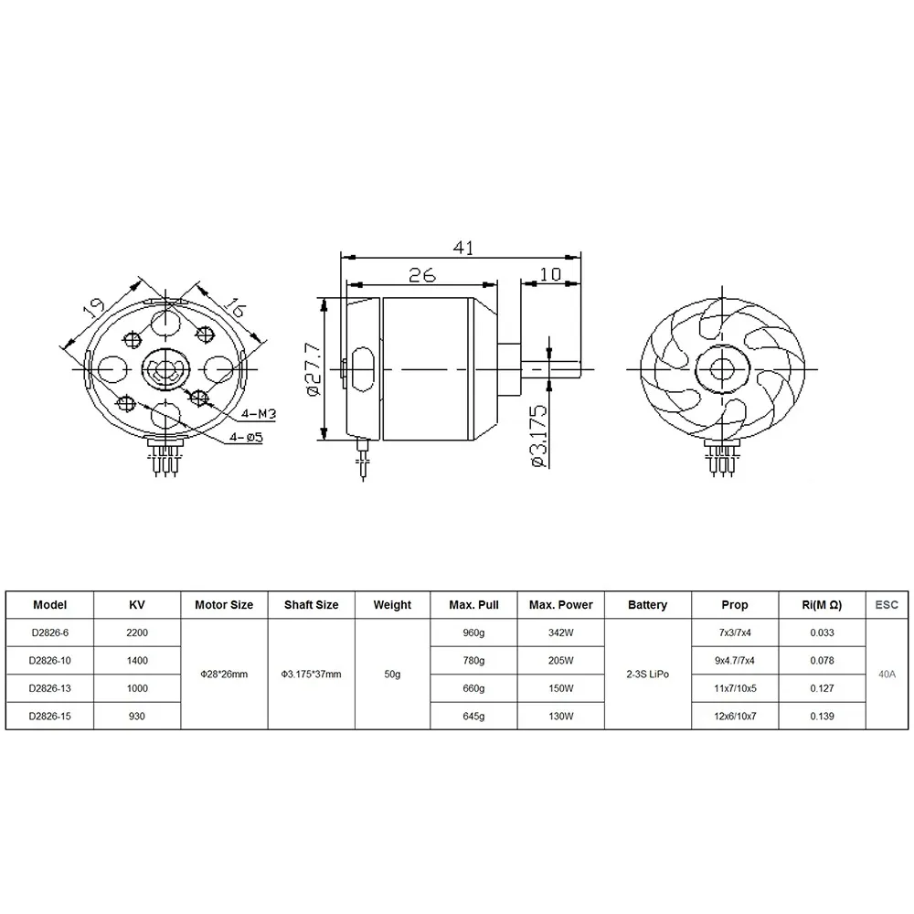 DYS Aeromodel 2225 2822 2212 2826 2830 2836 3530 3536 3542 3548 Bürstenloser Motor für RC Multicopters Flugzeug Starrflügelflugzeuge – Detail 6