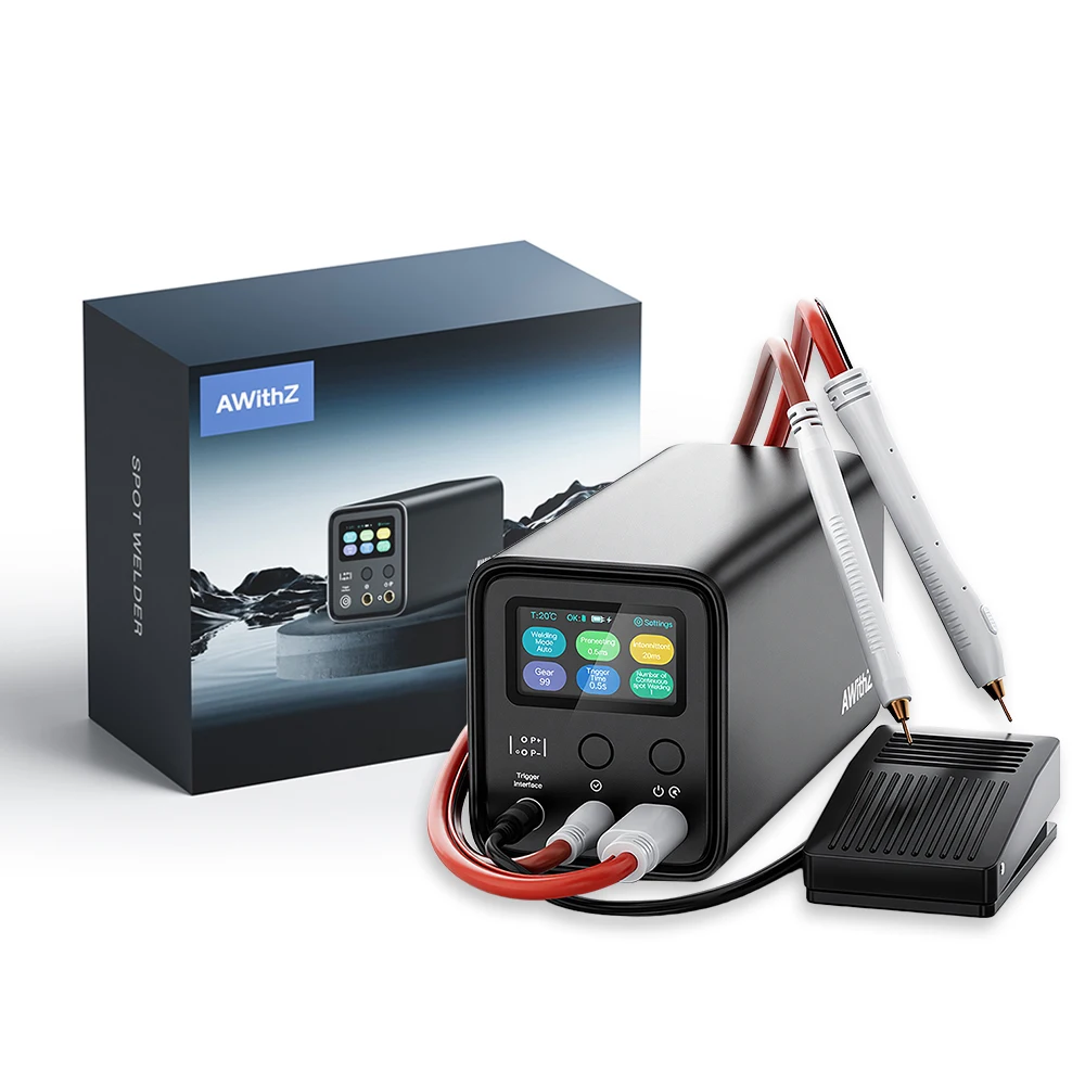 Podofo UF20B Professionelles Punktschweißgerät mit Super-Farad-Kondensator, 10,5 kW, DIY-Nickelblech-Schweißgerät, EU, 1750 A Ausgang, tragbares Batterie-Schweißgerät, LCD-Display & Fußschalter