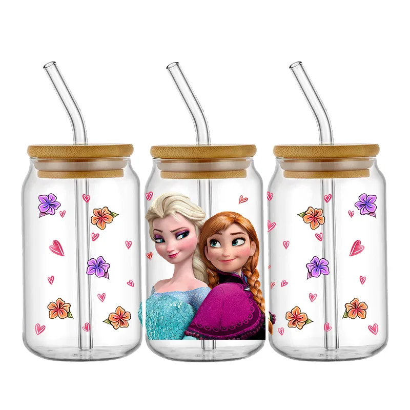 Disney Frozen Princess 16oz Sticker Cup Personalize UV Wrap Transfer Sticker Custom Label DIY Logo Selfadhesive Waterproof