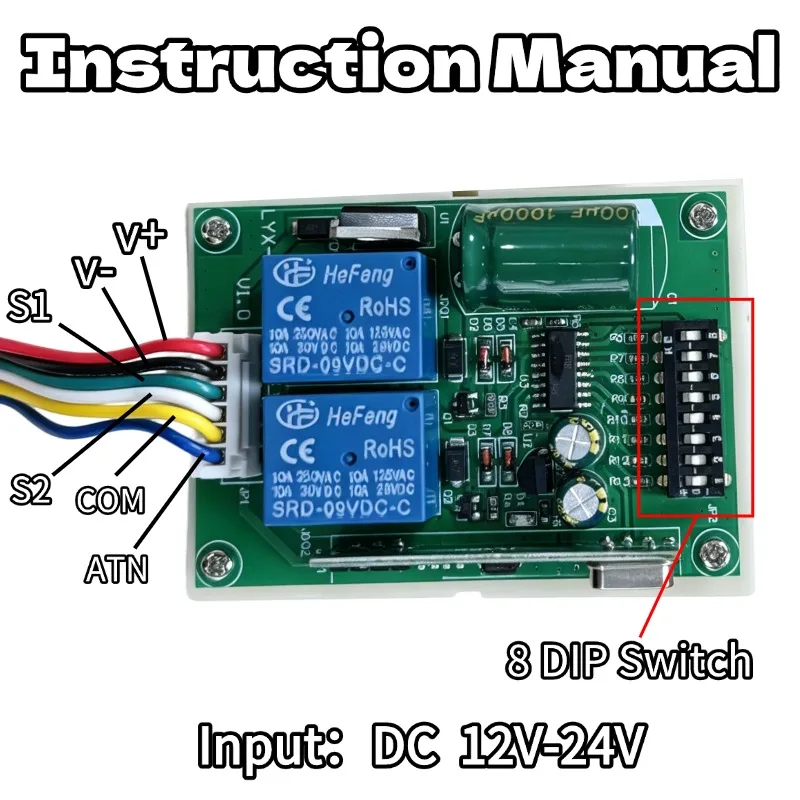 SMC5326 8 Dial Code DIP Switch RF 330MHz Receiver Controller 2 Channel Auto Gate Garage Door Remote Control Receiver
