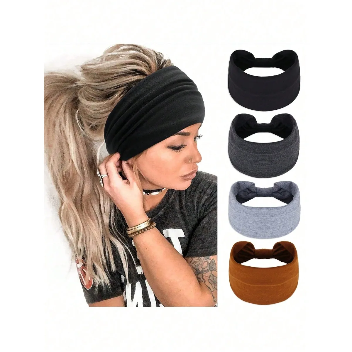 

Широкая эластичная повязка на голову унисекс, однотонная, для спорта и йоги, впитывающая пот.