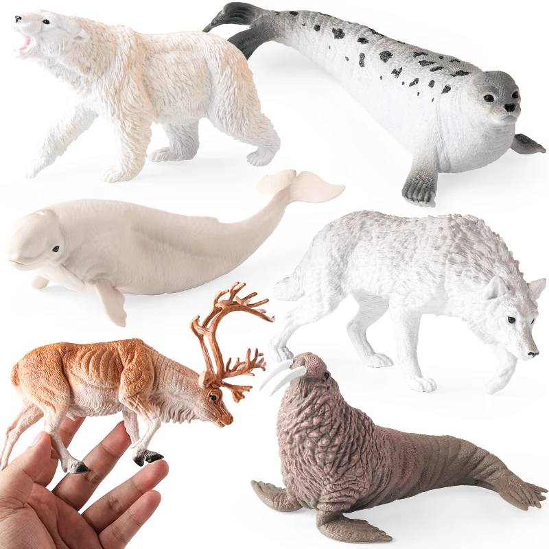 

Oenux Arctic South Pole Животные Белый Медведь Олень Волк Печать Белый Кит Фигурки Развивающая Модель Фигурка Детская Игрушка Подарок