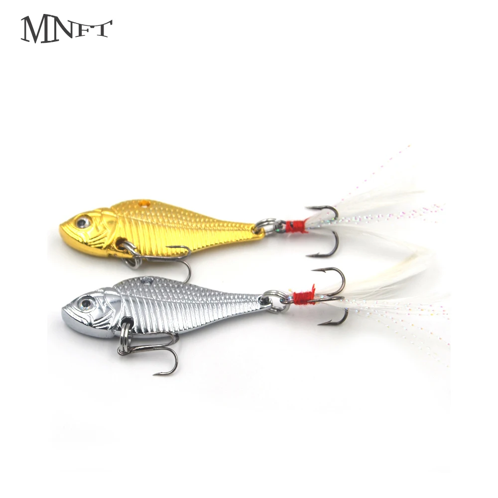 MNFT 2Pcs 13g Jigging Feather Treble Hooks Crank Wobble Crankbait Fish Artificial Hard Baits