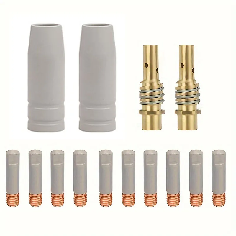14Pcs 15Ak Mig New Coated Non-Stick Welding Slag Conductive Nozzle Protective Nozzle European Style Welding Torch Accessories Nozzle Mig/Mag Welding Machine Protective Cover