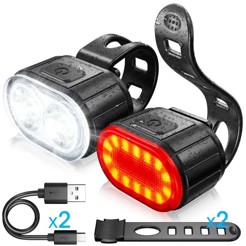 Front Rear Bike Lights Rechargeable Bicycle Cycling USB Flashlight for Bicycle Lighting Set Mountain Bike Lantern Accessories