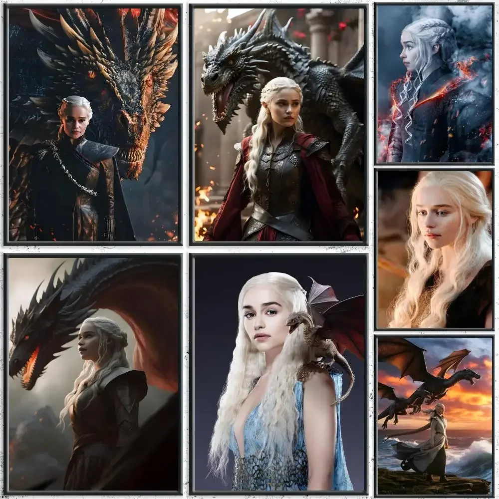 Dragon Mom And Dragon.--Game Of Thrones Painting Calligraphy HD Canvas Poster Crease Free Waterproof All Space Wall Decor
