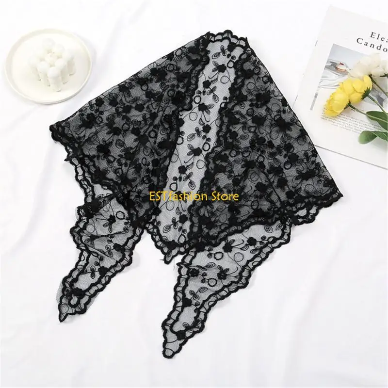 

Y5GC Women Turban Headwrap Girls Lace Floral Headscarf Elegant Summer Lace Headpiece