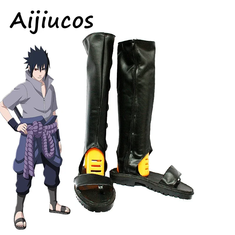 

Anime NARUTO Uchiha Sasuke Cosplay Shoes Halloween Party Artificial Leather Ninja Boots Custom Made For Unisex