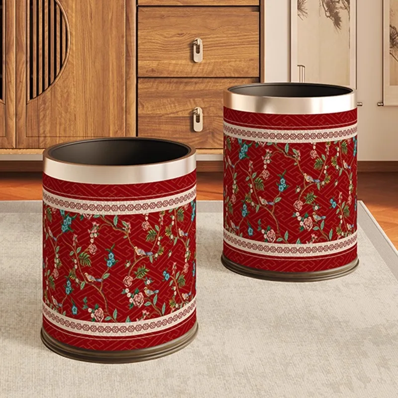 

Китайский красный свадебный праздник, большая емкость, кожаная корзина для гостиной, домашнего использования, спальни, высококачественная корзина для бумаги, гигиеническая...