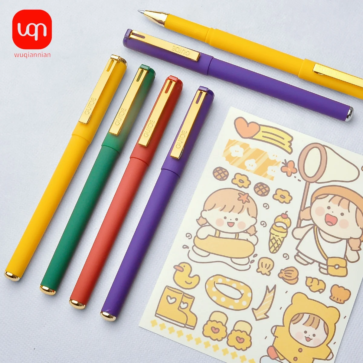 

Aesthetic stationery cheap stuff for colored 0.7mm pens 2pcs/set red&green&purple&yellow ink gold kawaii things