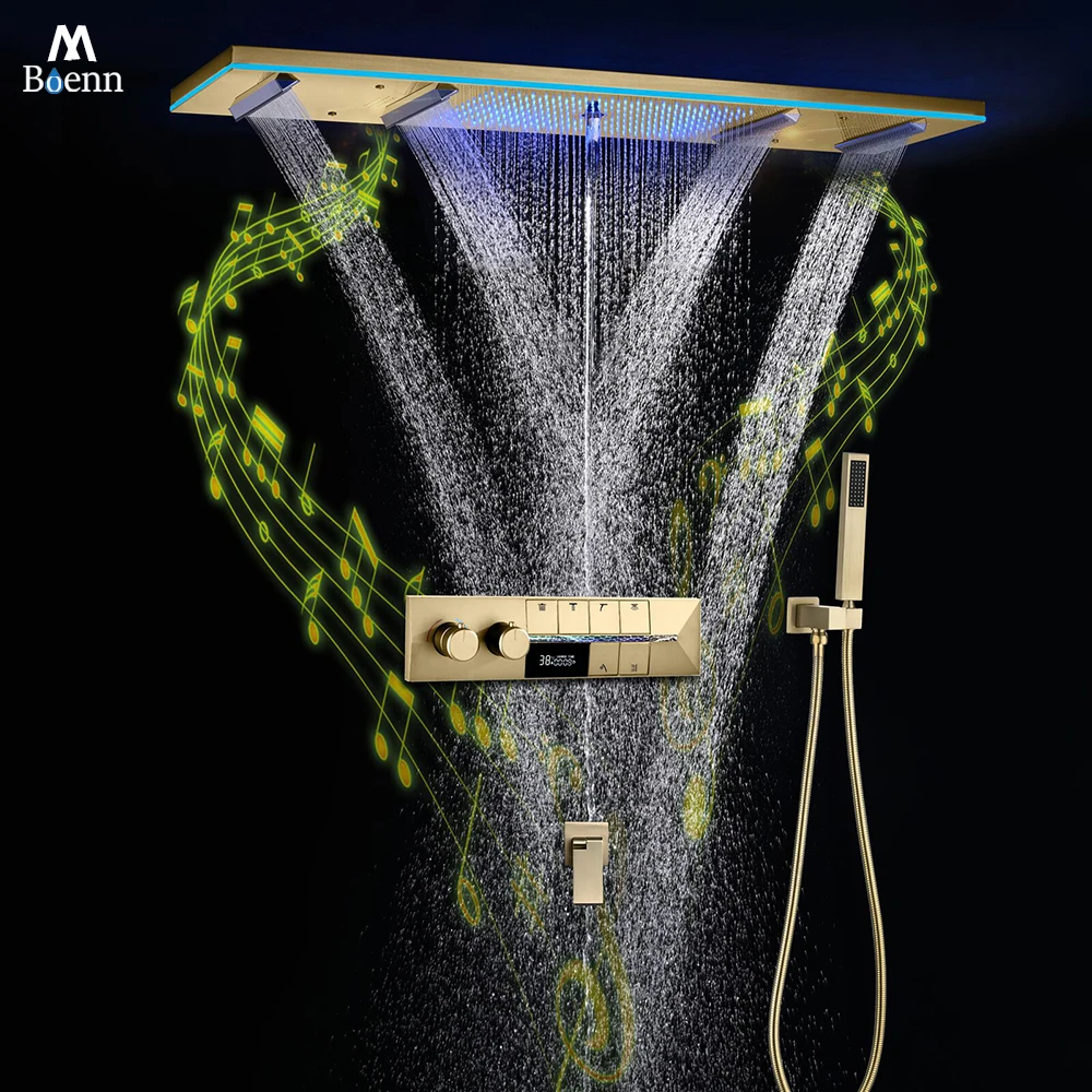 

M Boenn 6 Functions Couple Shower Set System Bathroom Faucet Large Spa 47*12 Inch Rainfall Shower Head Lavish Showers Experience