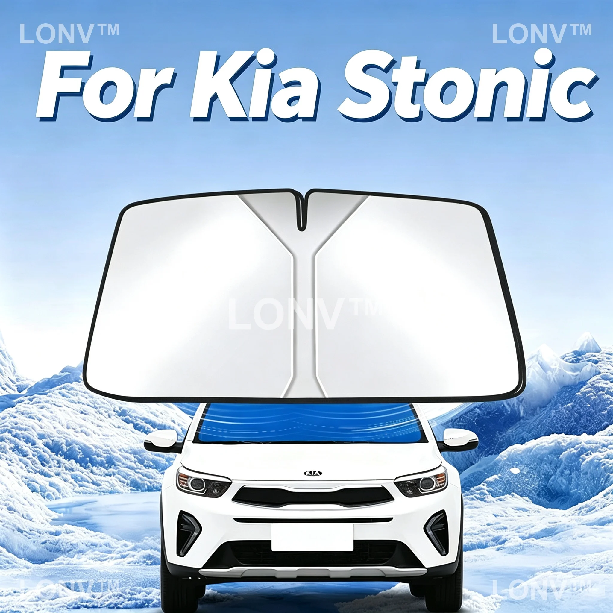 Image of Für Kia Stonic 2025 2026 2027 Auto-Sonnenschutz Frontscheibenabdeckung Faltbarer Sonnenschutz Anti-UV Wärmeisolierung Zubehör