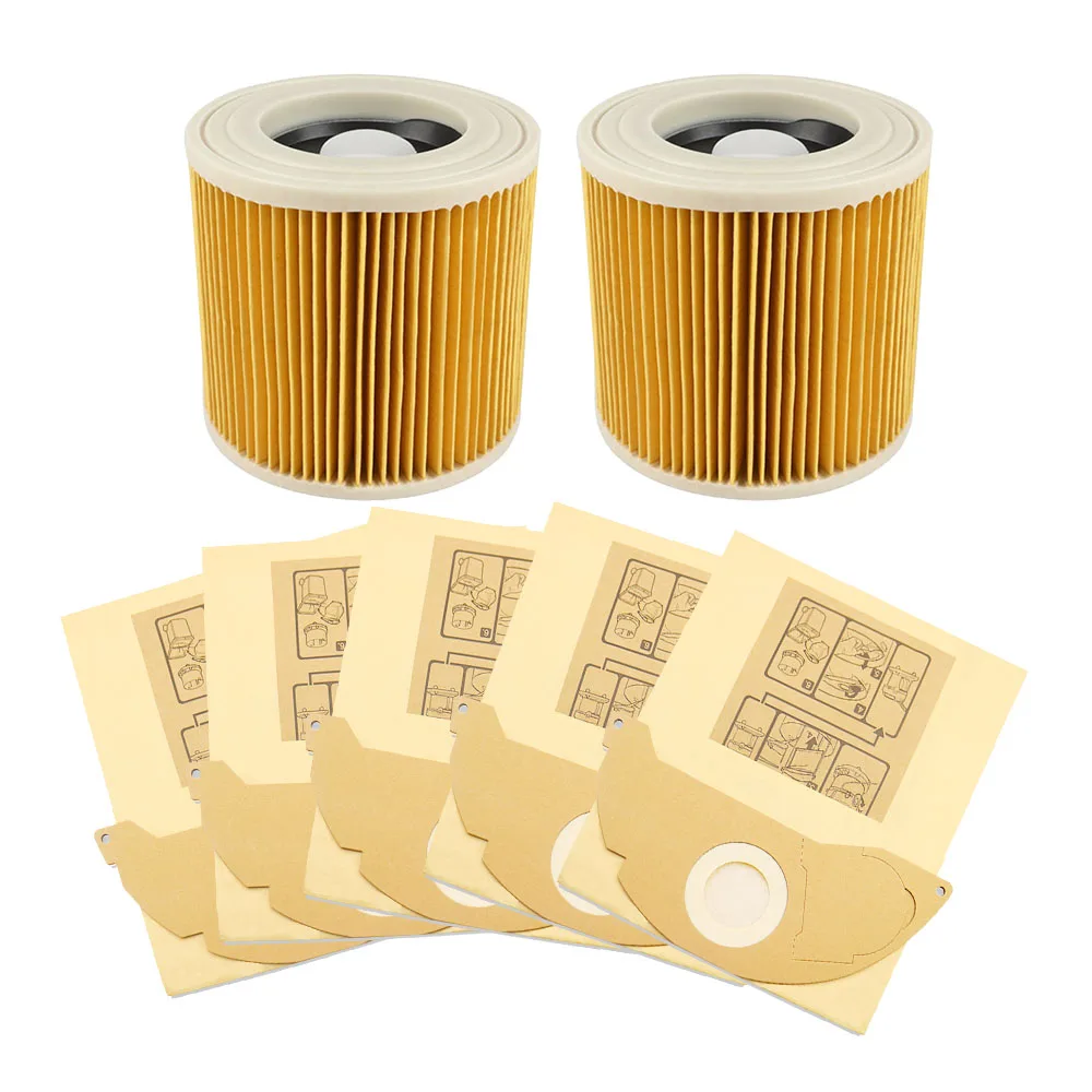 Hepa Filters + Dust Bags for Karcher WD2250 A2004 A2054 MV2 WD2 Vacuum Cleaner Bags Replacement Spare Parts Accessories