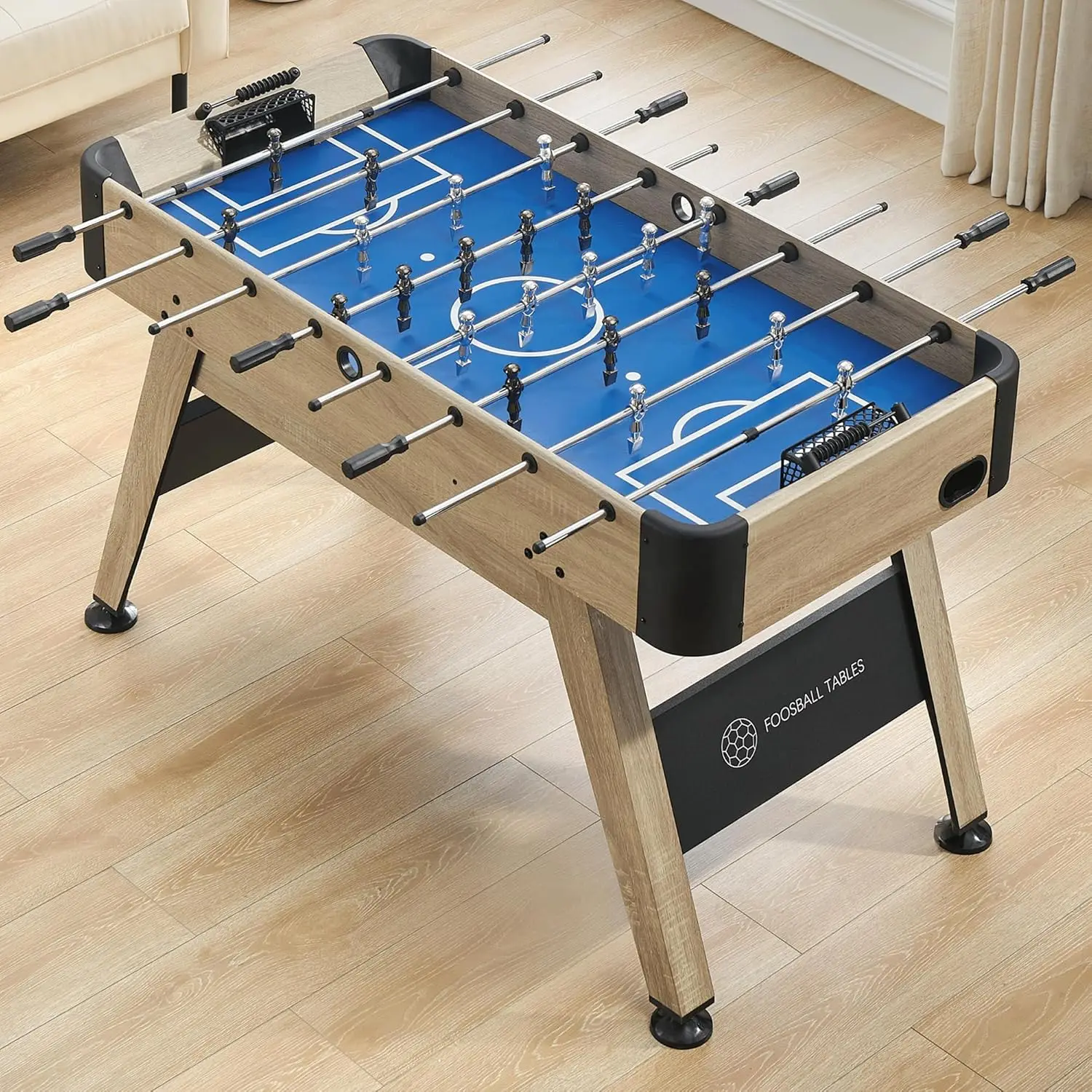 54 Inch Full Size Foosball Table, Soccer Table Game for Kids and Adults, Arcade Table Soccer for Home, Indoor Game Room Sport, E