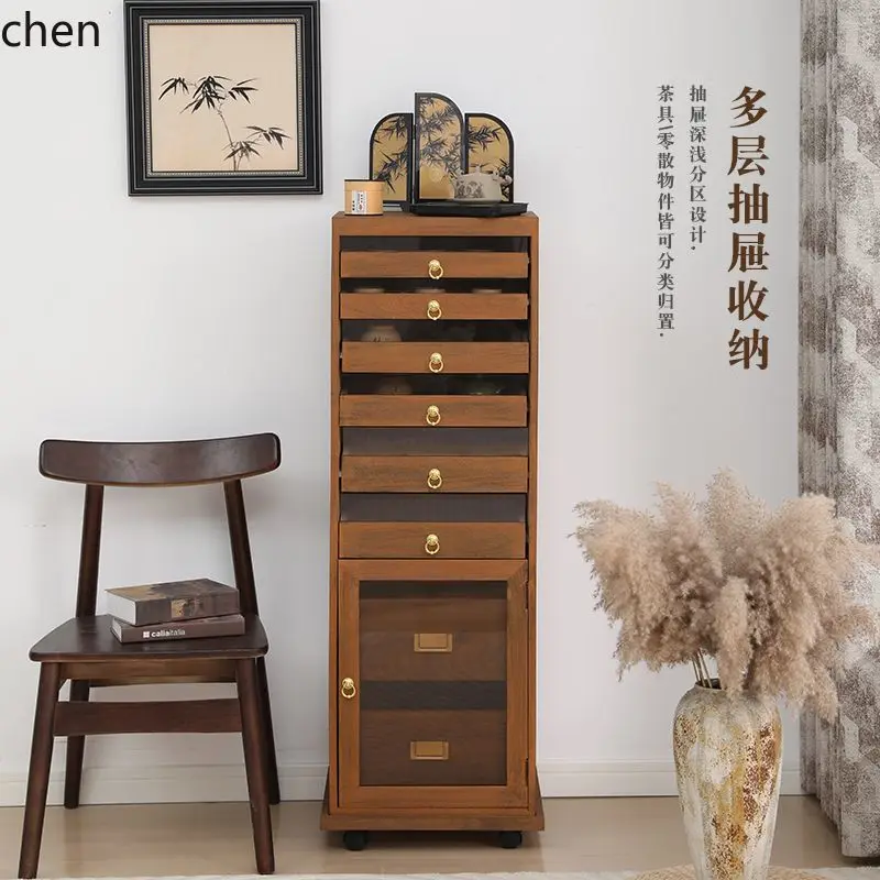 HT  Walnut Solid Wood Bracelet Jewelry Tea Set Storage Cabinet Jewelry Organizer
