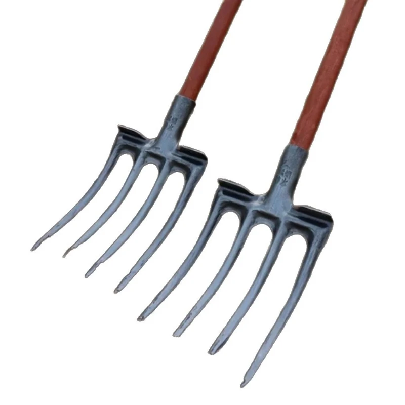 Gardening Fork Agricultural 4/5 Tooth Steel Fork Land Reclamation Loosening Hand Forks Professional Garden Manual Soil Plow