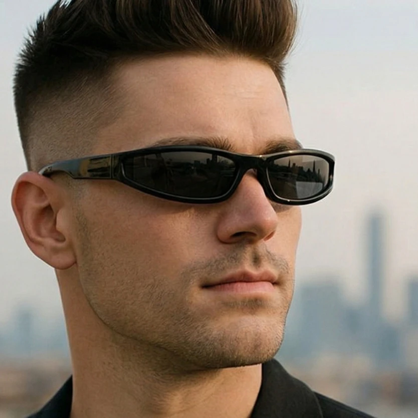 Futuristic Y2K Style Cycling Sunglasses Windproof Glasses for Men Women Retro-Reflective Sheeting Lens Road Riding Sport Eyewear