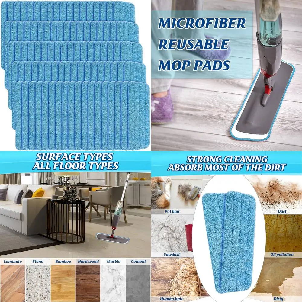 

Набор из 70 многоразовых насадок для швабры из микрофибры для влажной и сухой уборки, подходят для полов из твердых пород дерева и твердых поверхностей