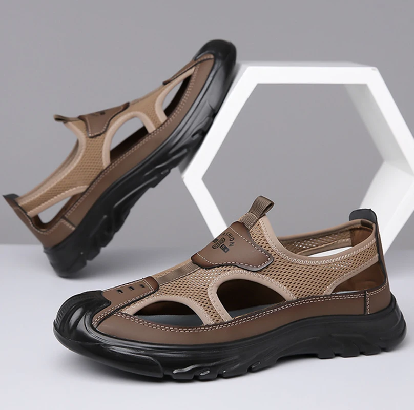 Breathable Men Slippers Comfortable Mens Sandals Non-slip Garden Shoes Lightweight Beach Shoes 39-44 Plus Size Platform Shoes