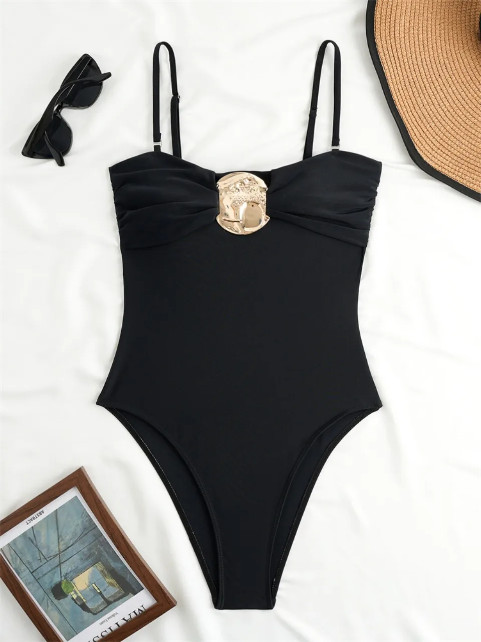 2026 Strappy قطعة واحدة ملابس السباحة النساء مثير ارتداءها الصلبة الاستحمام السباحة لباس سباحة الإناث الصيف بحر #5