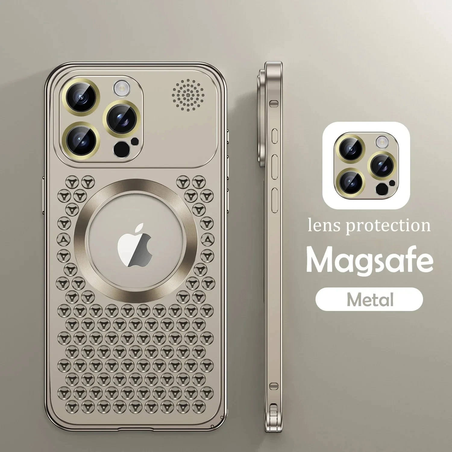 Magnetic Metal Heat Dissipation Phone Case For IPhone 15 14 13 12 Pro Max  15Promax Aluminum Phone Cover Magsafe For IPHON 15Pro