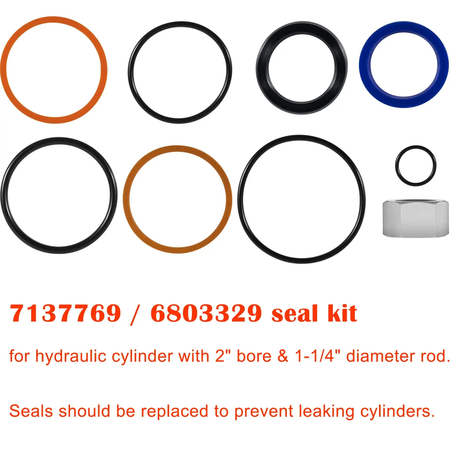 Chuang QIan 6803329 Hydraulic Cylinder Seal Kit for Bobcat 444 500 540 642 643 741 & More Bobcat OEM 6803329, 7137769