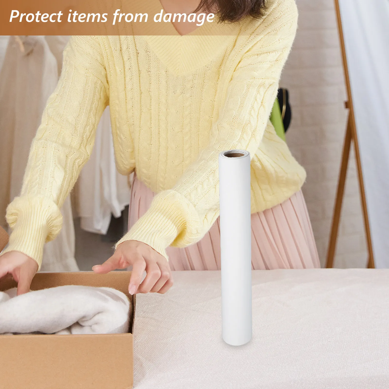 

White Wrapping Tissue Paper Roll for DIY Craft Flower Bouquet Packaging Clothing Projects School Holiday Birthday