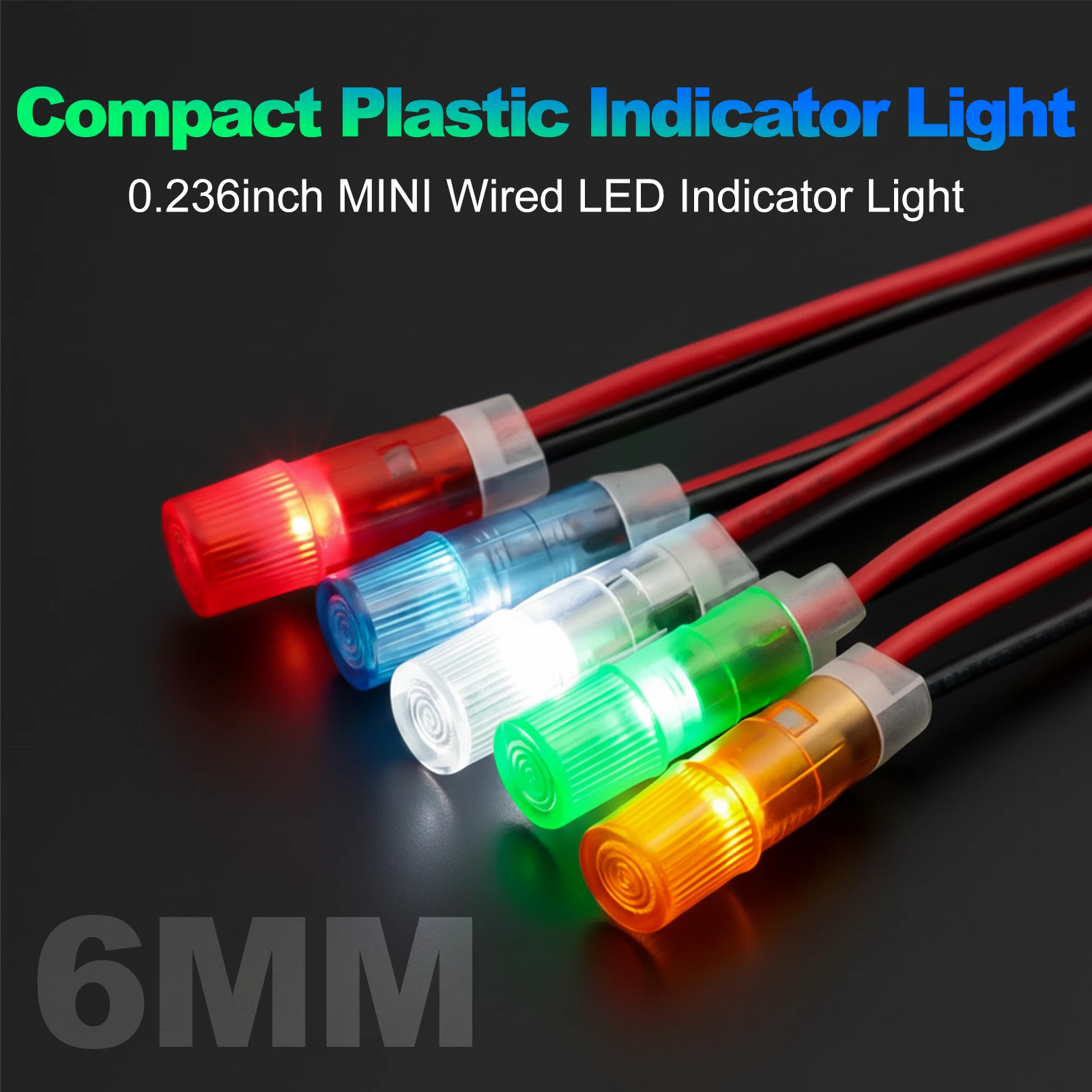 

FILN 6mm Mini Plastic Indicator LED Pilot Light 12V/24V Snap-in Indicator Lamp for DIY Auto Marine Industrial Control Equipment