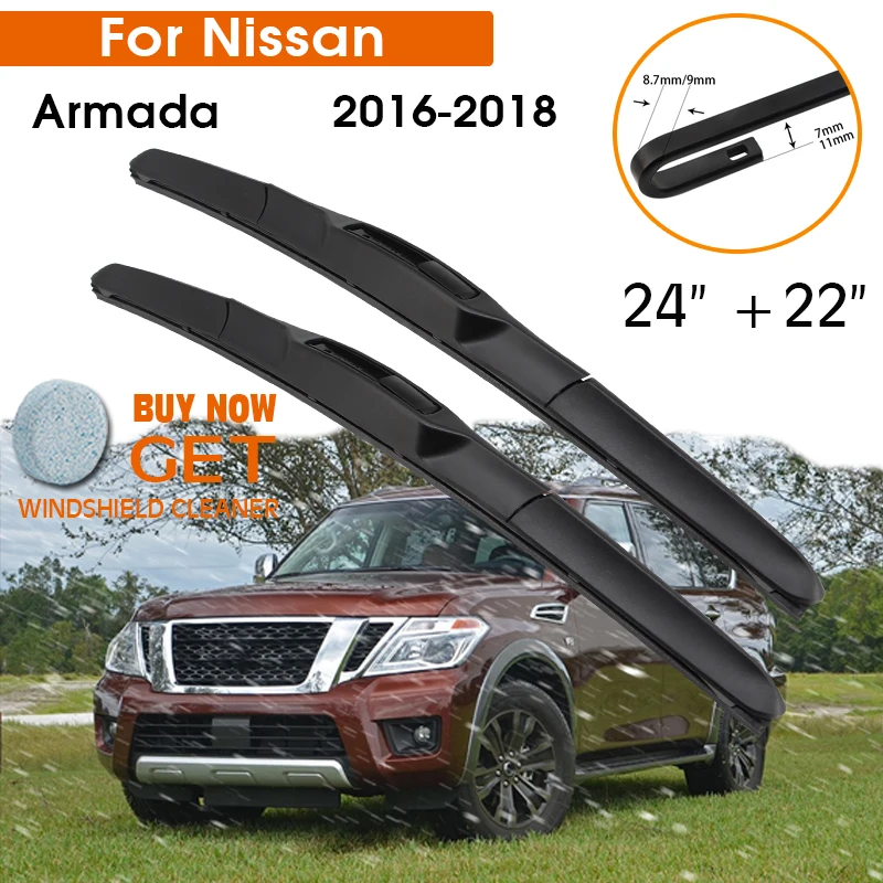 

Car Wiper Blade For Nissan Armada 2016-2018 Windshield Rubber Silicon Refill Front Window Wiper 24"+22" LHD RHD Auto Accessories