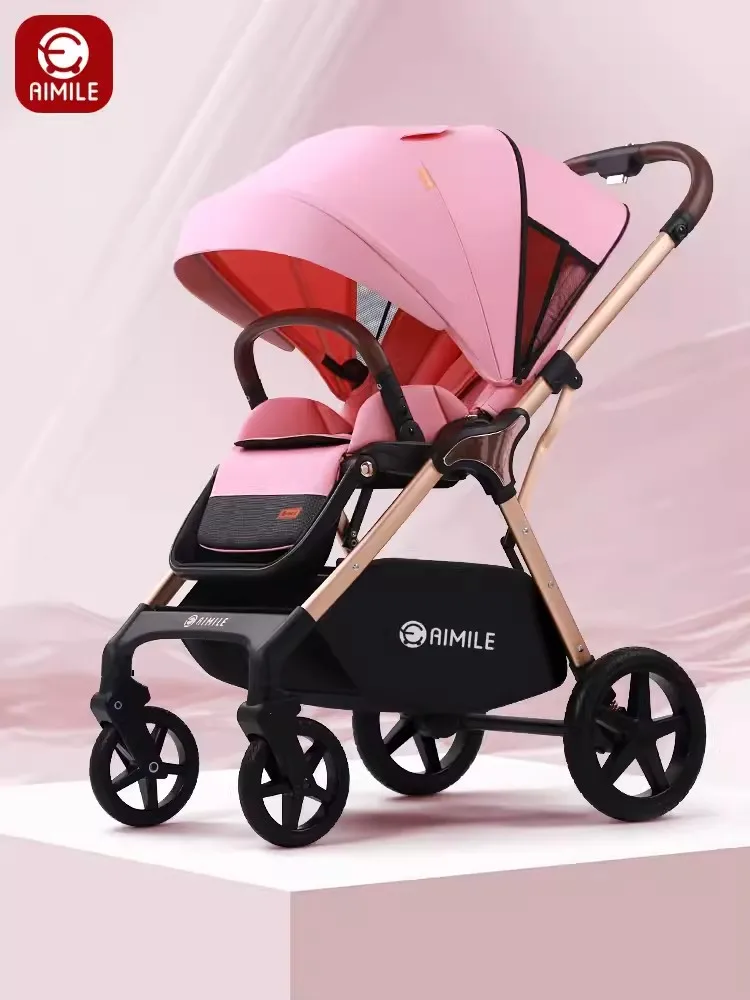 

AIMILE Baby Stroller Can Sit Lie Down Fold in Both Directions Lightweight and High Landscape Children's Stroller