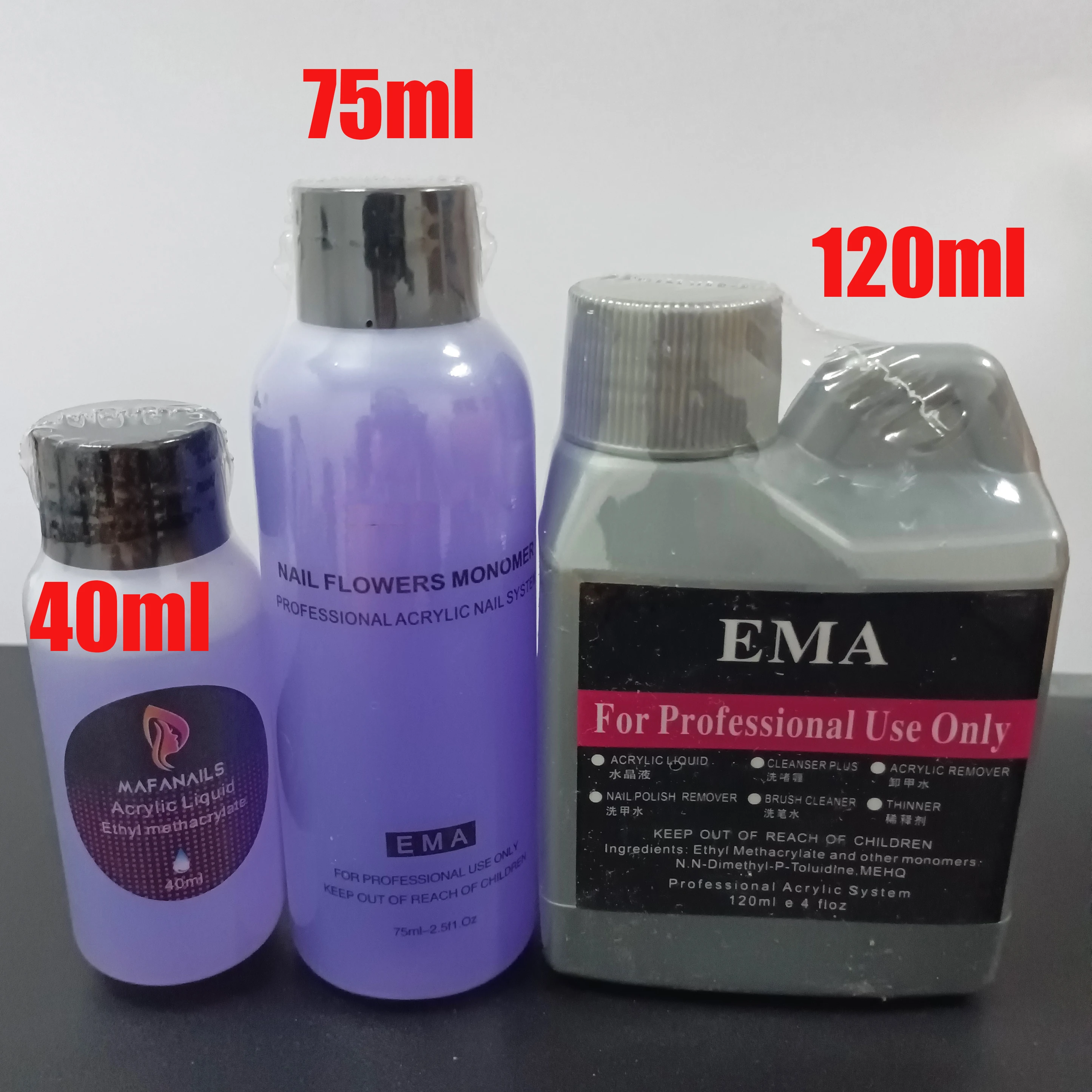 40/75/120ML EMA Acryl Vloeistof Monomeer 1 * Gebotteld Professionele Uitbreiding Kristal Poeder Nagelvloeistof DIY manicure Bouwer Vloeistof