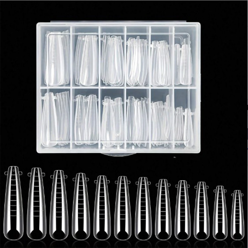 120Pcs Coffin Gel Nail Molds XXL Long Acrylic Dual Forms for Nail Extension Building