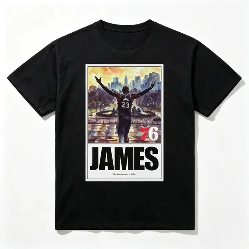 LeBron James King Arrived Graphic T-Shirt, Vintage Basketball Legend Streetwear Tee, Retro Oversized Casual Shirt, Trendy Fan Gift Top for Men
